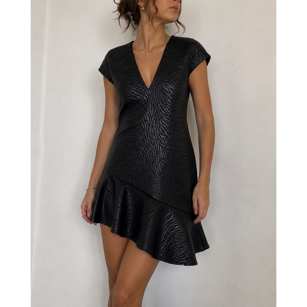 MSGM Black Tiger Stripe Jacquard Neoprene Asymmetrical Dress IT 42 USβ 6 Indie